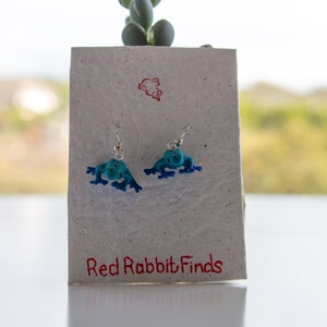 Blue Poison Dart Frog Earrings | Frog Earrings | Hypoallergenic | Novelty Earrings | Gift | Animal Charm Drop Earrings