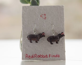 Hippo Earrings | Hippopotamus Earrings | Hypoallergenic | Drop Earrings | Clip On Earrings