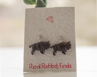 Bison Earrings | Hypoallergenic | Drop Earrings | Clip On Earrings