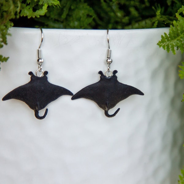 Manta Ray Earrings | Stingray Earrings | Hypoallergenic | Drop Earrings | Clip On Earrings