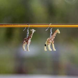 Mini Giraffe Earrings: Hand-Painted Hypoallergenic Drop Earrings
