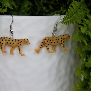 Cheetah Earrings | Hypoallergenic | Novelty Earrings | Gift | Animal Charm Drop Earrings