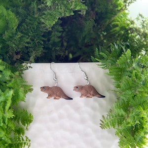 Beaver Earrings | Hypoallergenic | Drop Earrings | Clip On Earrings