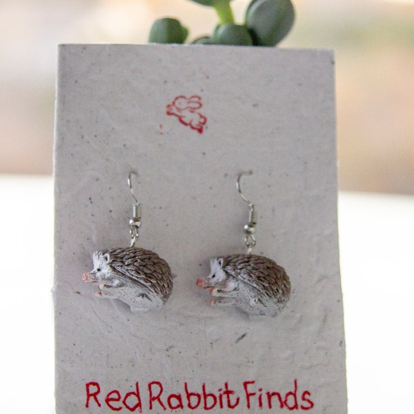 Hedgehog Earrings | Hypoallergenic | Drop Earrings | Clip On Earrings