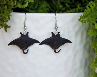 Manta Ray Earrings | Stingray Earrings | Hypoallergenic | Drop Earrings | Clip On Earrings