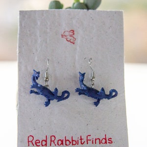 Blue Dragon Earrings | Hypoallergenic | Drop Earrings | Clip On Earrings