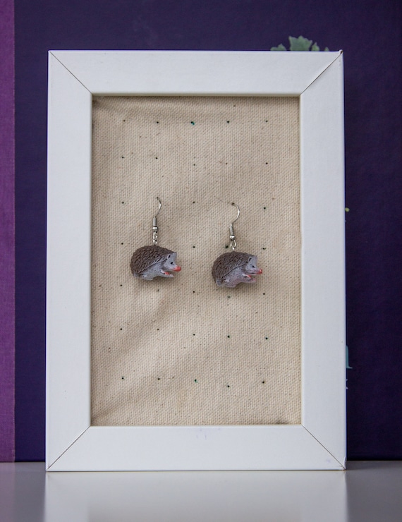 Hedgehog Drop Earrings: Hypoallergenic Jewelry, Clip-on Option