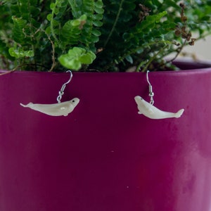 Beluga Whale Earrings | Hypoallergenic | Drop Earrings | Clip On Earrings