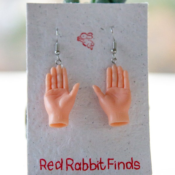 Hand Earrings | Tiny Hands | Small Hands | Hypoallergenic | Drop Earrings | Clip On Earrings