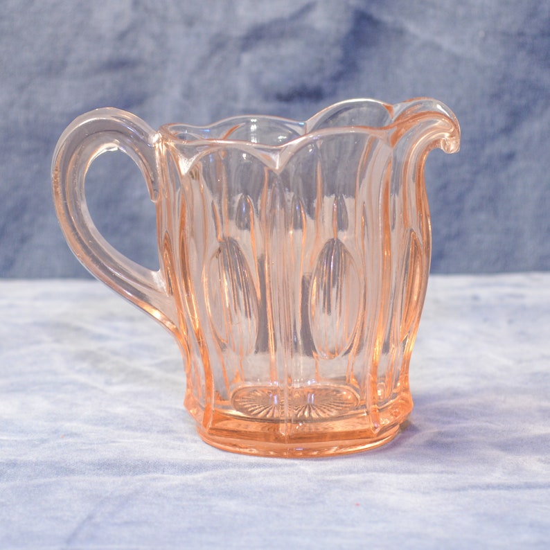 Pink Depression Glass Sugar and Creamer Set W/ Scalloped Rim Etsy