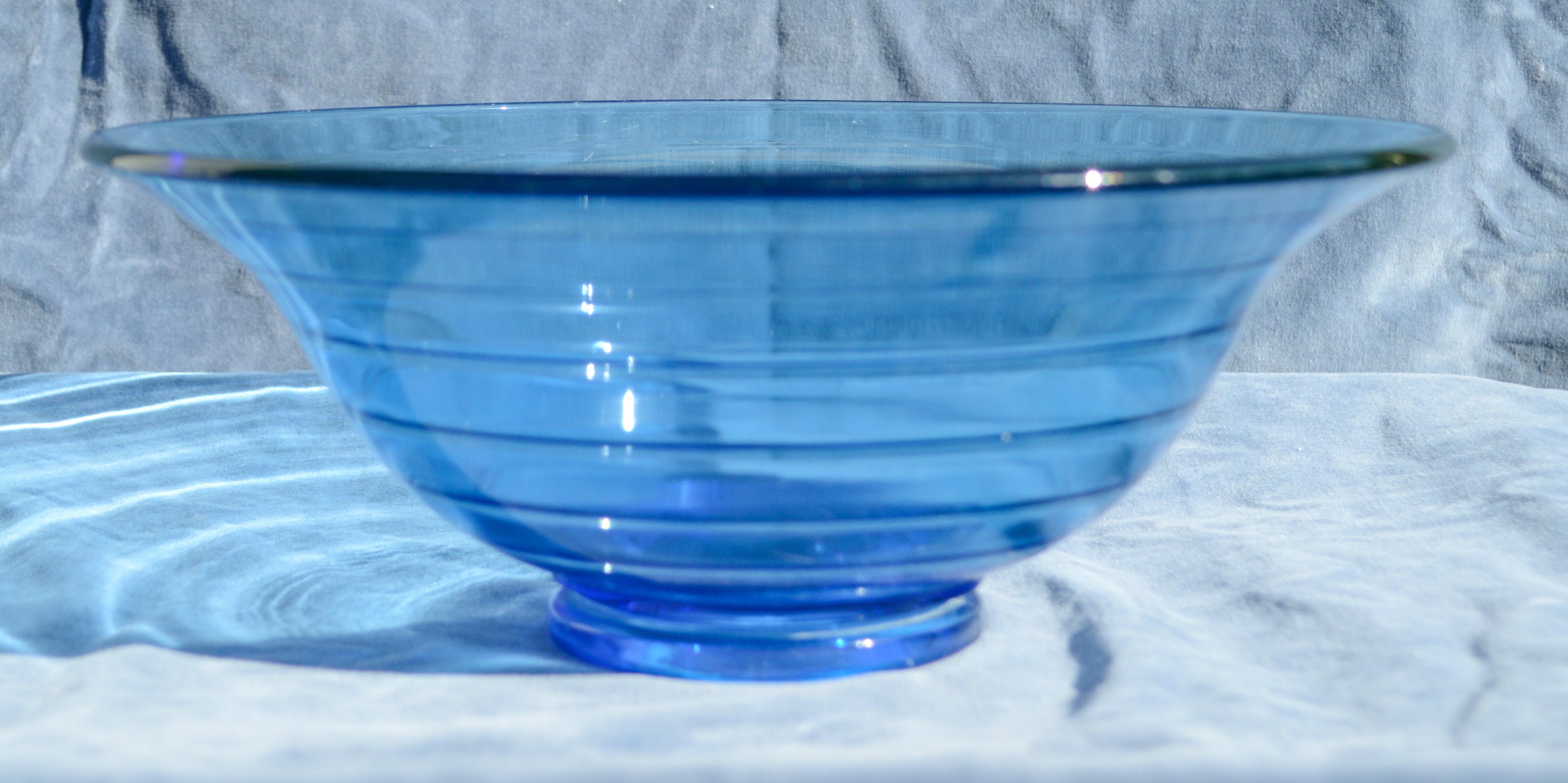 Light Blue Depression Glass Bowl w/ Lip and Ring Pattern Etsy