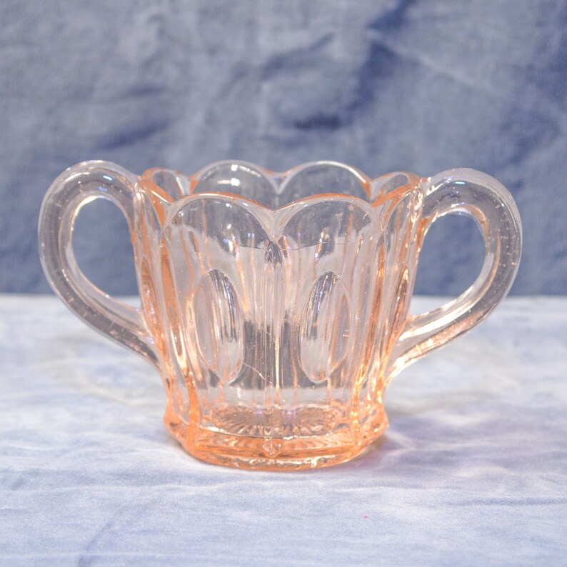 Pink Depression Glass Sugar and Creamer Set W/ Scalloped Rim Etsy