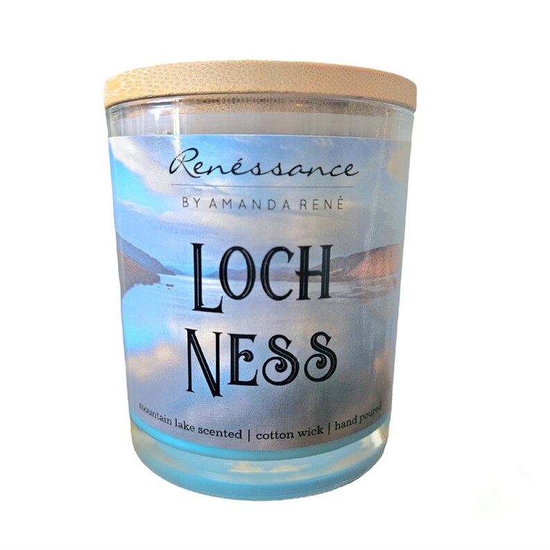 Loch Ness Soy Candle Mountain Lake Fresh Scent 10 oz. Scotland Scottish Hand Poured by Renessance image 1