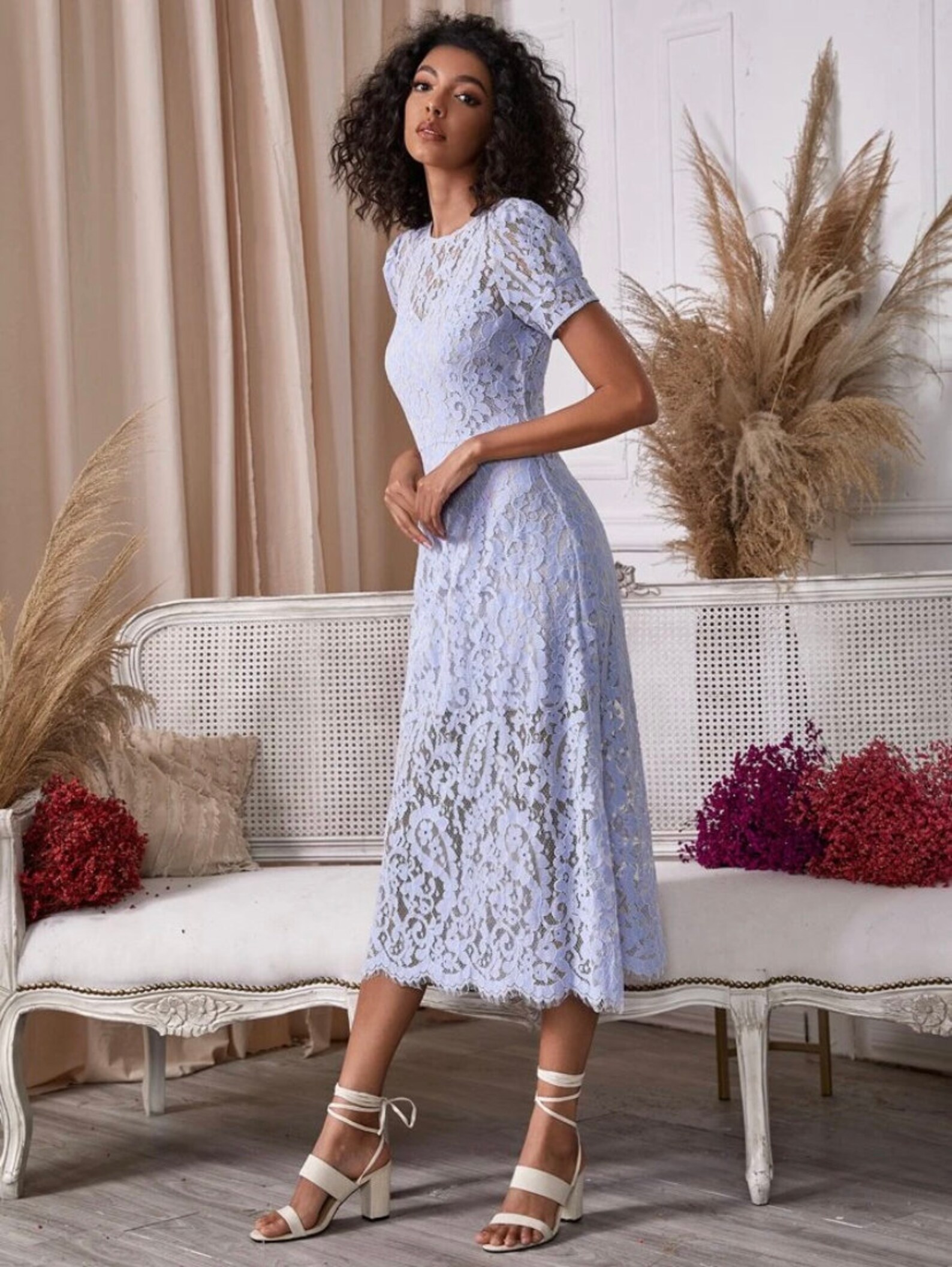 Women midi lace casual engagement party dress Etsy