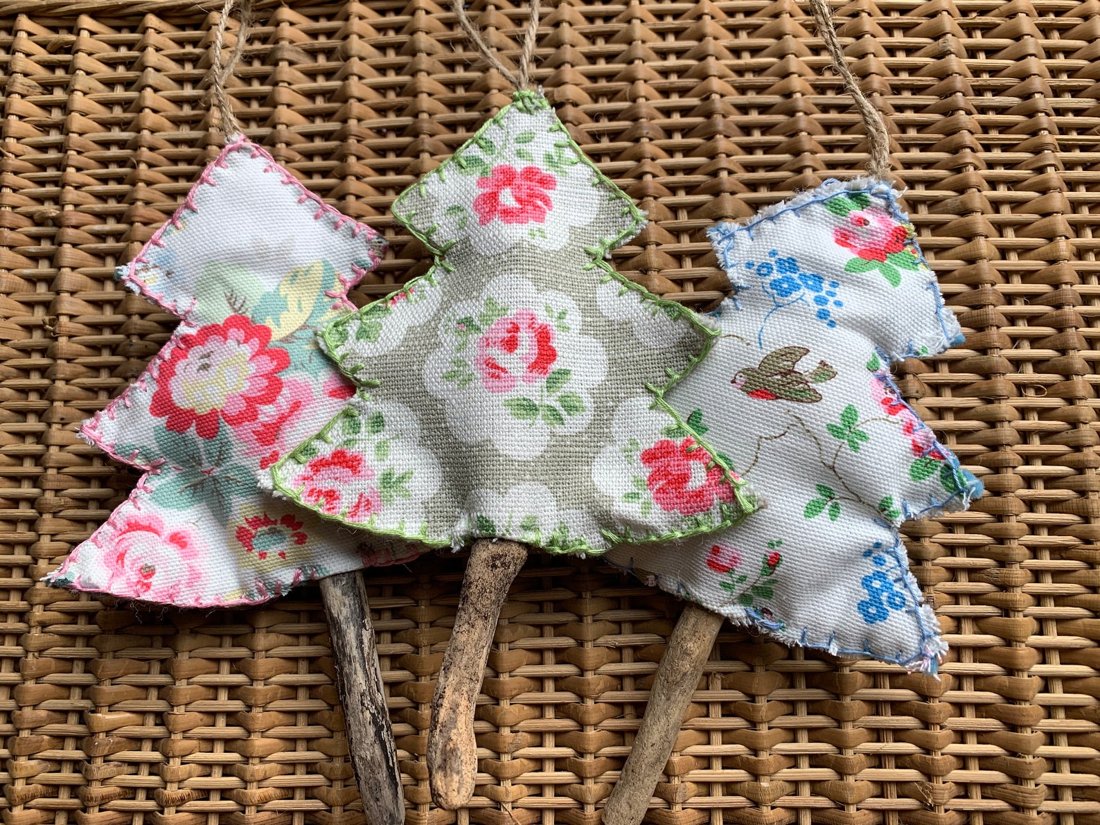 Cath Kidston Handmade Christmas tree decorations. Pack of 3  Etsy