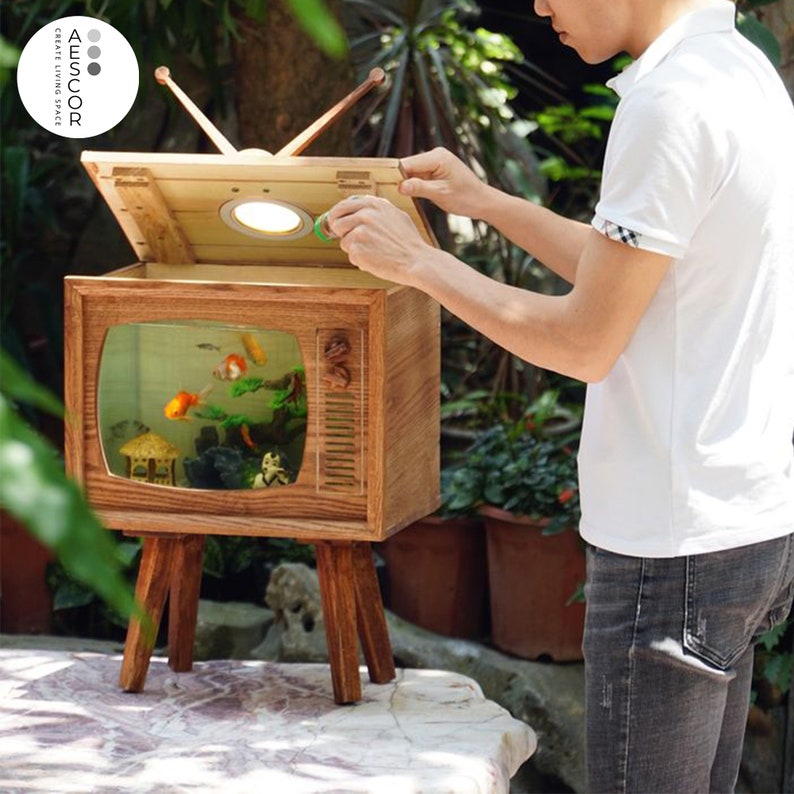 Unique Wooden Aquarium TV model is designed and processed image 2