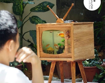 Unique Wooden Aquarium TV model is designed and processed according to the Vintage Retro Gaming Television style of the late 60s | By AESCOR