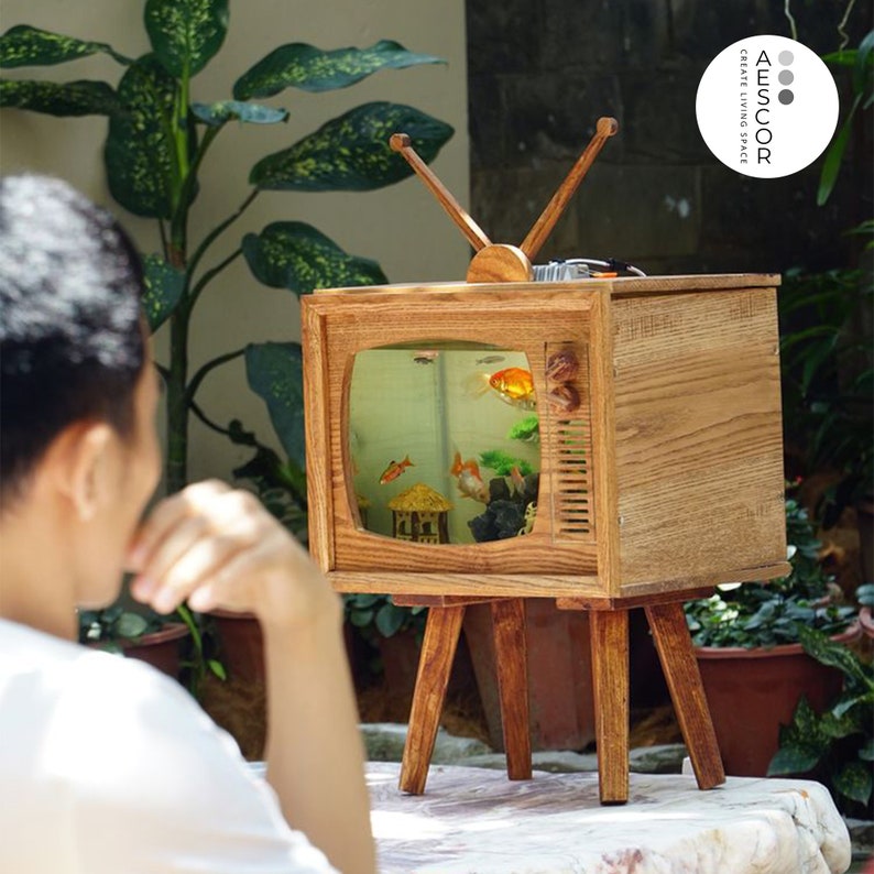 Unique Wooden Aquarium TV model is designed and processed image 1