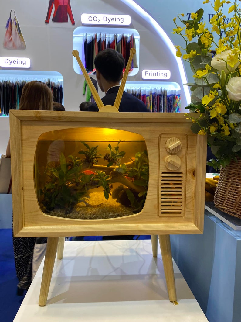 Unique Wooden Aquarium TV model is designed and processed image 6