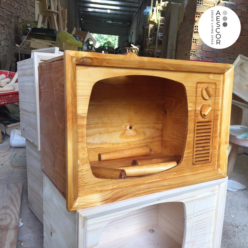 Unique Wooden Aquarium TV model is designed and processed image 7