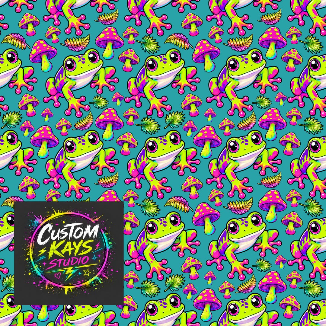 Tree Frog Pattern Texture Cute Neon Tree Frog Seamless Pattern PNG | Tropical Rainforest Digital ...