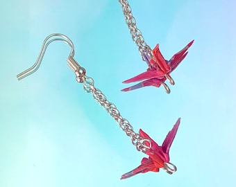 mini drop crane earrings