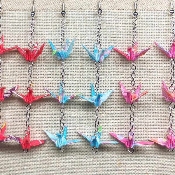 triplet mini crane earrings