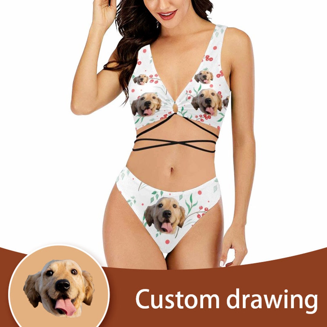 Set Custom Swimwear, Fun Bikini Swimwear Set, Personalized Gifts