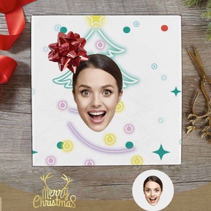 Carta da regalo personalizzata con carta da imballaggio natalizia personalizzata per il viso con foto 58 "x 23" (1 rotolo) Personalizza carte da imballaggio uniche