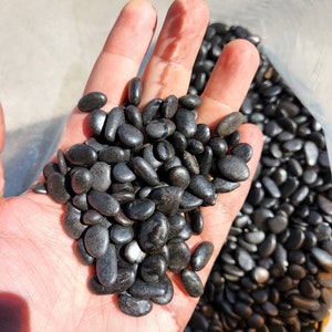 Black Polished river pebbles 1/4-1/2&quot; aquarium substrate, fish tanks and succulents small river rocks.