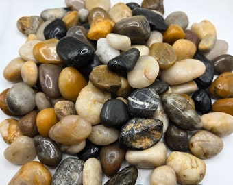 Ultra high Polish Mix color pebbles aquarium substrate, bonsai, terrarium, succulents river rocks.