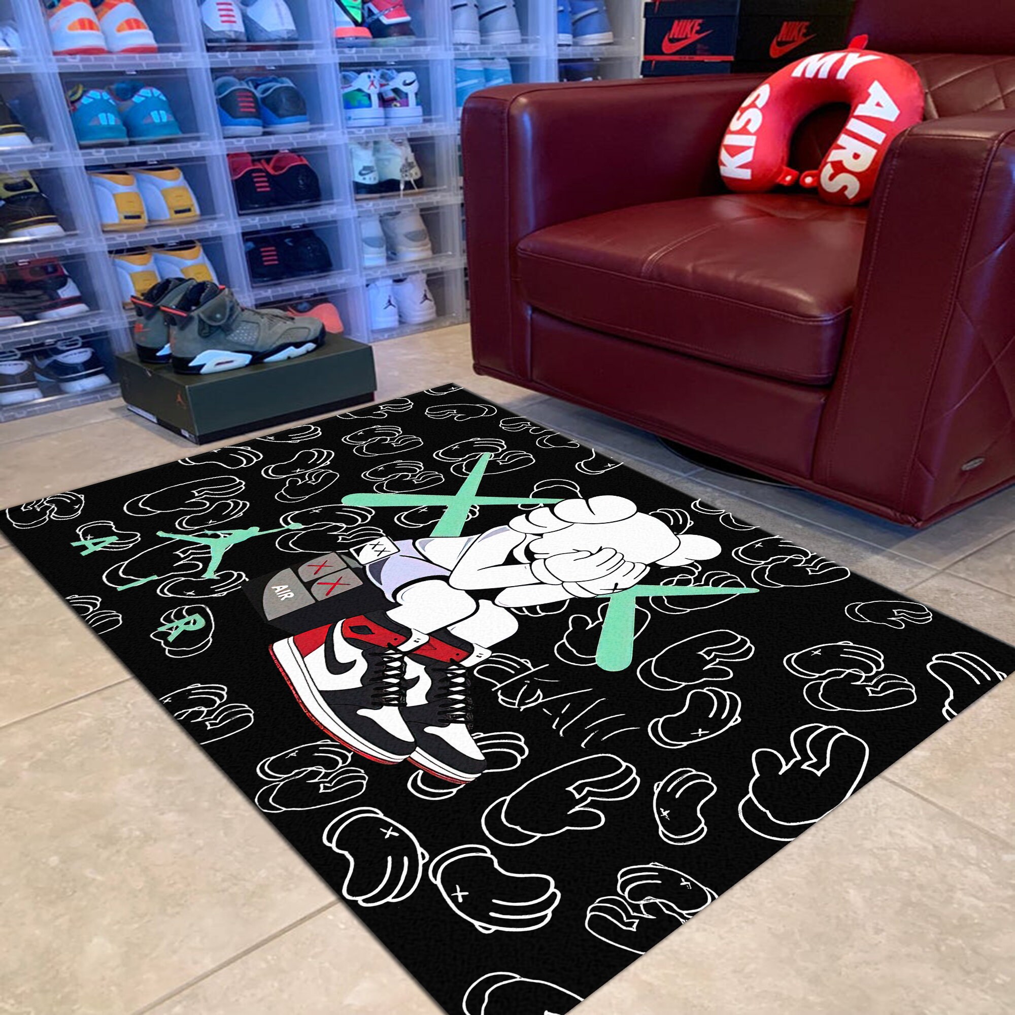Kaws Air Jordan Rug Alfombra inspirada en el diseñador de Etsy