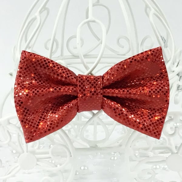 Sparkling metallic red bow tie for dogs, cats, rabbits, ferrets, chickens, ducks, horses, other pets, babies, children and adults