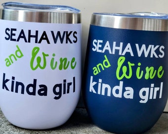 Seahawks Wine Glass
