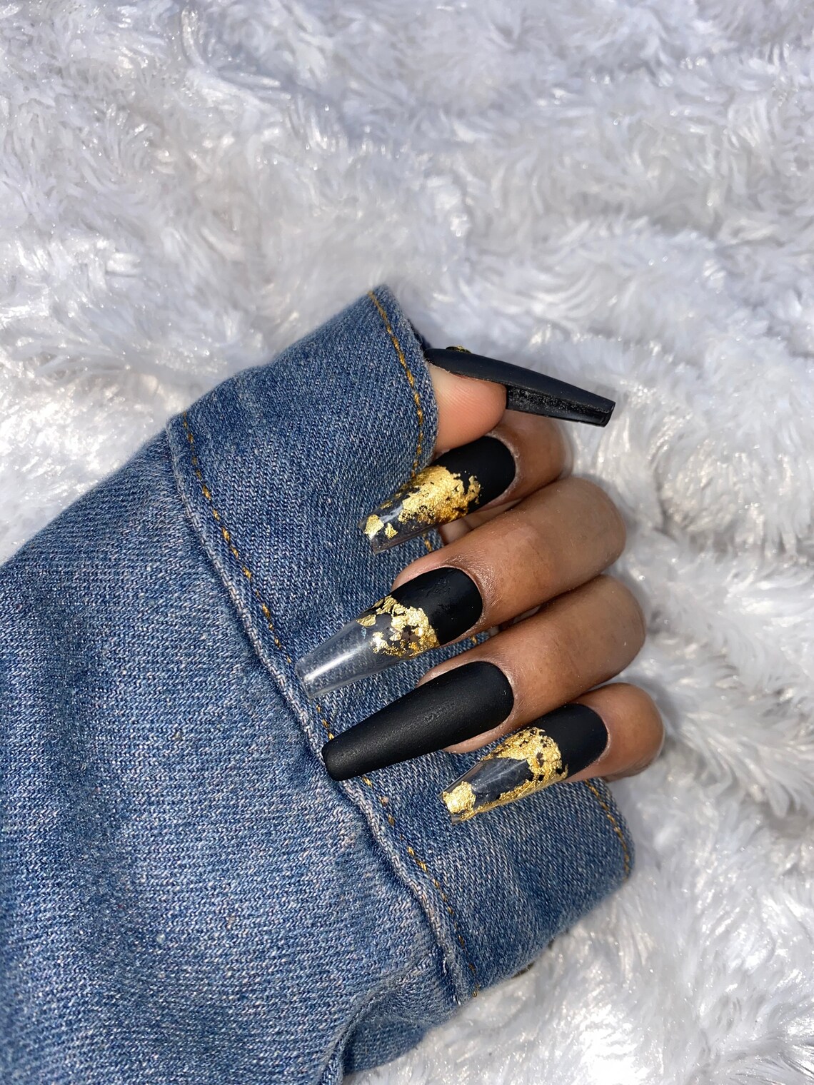 Black with 24K Gold flakes Matte | Etsy