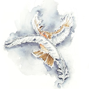 Tarjeta de felicitación con un ángel y una pluma blanca de Robin y un ángel pensando en ti con simpatía condolencias Reino Unido entrega gratuita tarjeta de felicitación hecha a mano