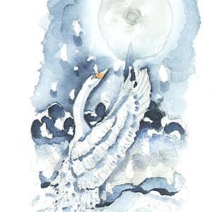 Kerstkaart zwaan en kerstster| Besneeuwde scène| Kerstkaart| FSC-gecertificeerd| Stratford-upon-Avon River Swan-wenskaart, VK