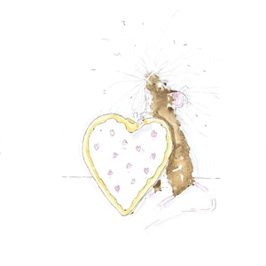 Herz Keks | Maus| Leere Karte| Handgemacht I Love You| Hochzeitskarte| Neues Baby| Glückwunschkarte zum Kindergeburtstag | Leer| FSC-zertifiziert|