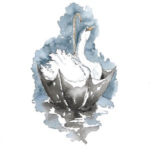 Arte em aquarela de cisne | Tema de cisne | Pensando em você | Aniversário | Feito à mão, só para dizer | Reino Unido | Cartão de felicitações do rio cisne de Stratford-upon-Avon