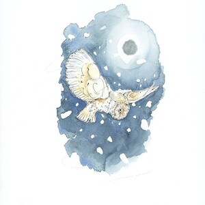 Sneeuwuilkaart| Handgemaakte winterverjaardagskaart | Kaart voor alle gelegenheden| FSC-gecertificeerd| Unieke aquarelkunst