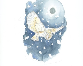 Snowy Owl Card| Handmade Winter Birthday Greetings Card| All Occasion Card| FSC Certified| Unique Watercolour Art