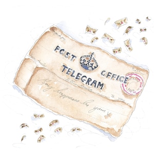 Telegram Royal Post / Che la felicità sia tua / Biglietto di auguri vuoto fatto a mano per matrimonio / Fidanzamento / Anniversario / Congratulazioni / Certificato FSC