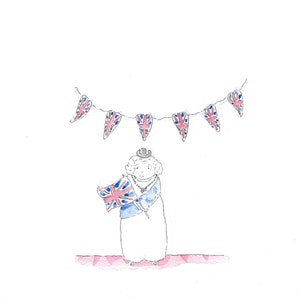 Loja Real| Sua Majestade, a Rainha Elizabeth II, Arte de Retrato Real| | Bandeirinha da Bandeira da União de Londres| Certificado FSC| Reino Unido| Grã-Bretanha| Cartão de Saudações