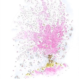 Verjaardagskaart| Kunst roze kersenbloesemboom| Handgemaakte blanco | Verjaardag| Gefeliciteerd kaart| FSC-gecertificeerd| Gewoon om te zeggen-wenskaart