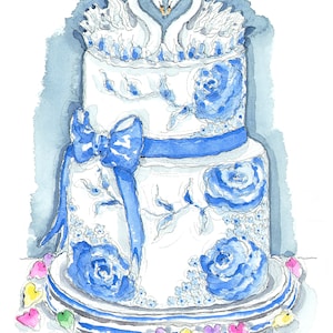 Schwan Liebe Herzen | Jubiläum | Valentinstag| Hochzeitstorte Design | Verlobung| DE| Kostenlose Lieferung | Handgemachte Grußkarte