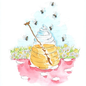 Carte de voeux vierge abeilles, marguerites et renoncules| Miel et abeilles faits main| Guérir bientôt|  Carte toutes occasions| Certifié FSC