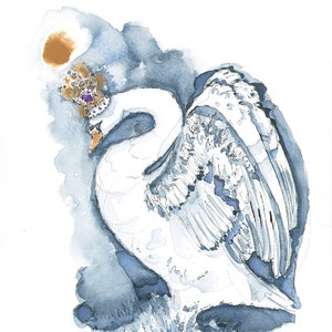 Crown Swan-kaart| Koninklijke zwaan| Blanco verjaardagskaart| Doop| Gewoon om te zeggen| Wenskaart voor alle gelegenheden| Handgemaakt VK