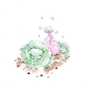 Nouveau rose layette| Je t'ai trouvé dans les choux | Petite fille traditionnelle au Royaume-Uni| Livraison gratuite| Carte de voeux de bébé faite main