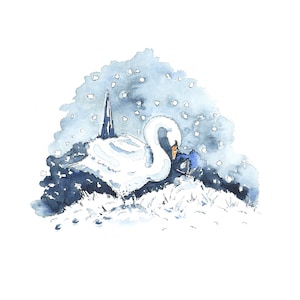 Cartão de cisne de inverno de Natal | Cartão de aniversário de janeiro de floco de neve | Neve | Só para dizer | Todas as ocasiões | Natal