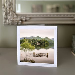 Derwent Water - Distrito de los lagos - tarjeta de felicitación en blanco - tarjeta con paisaje - tarjeta de naturaleza - bellas artes - tarjetas hechas a mano